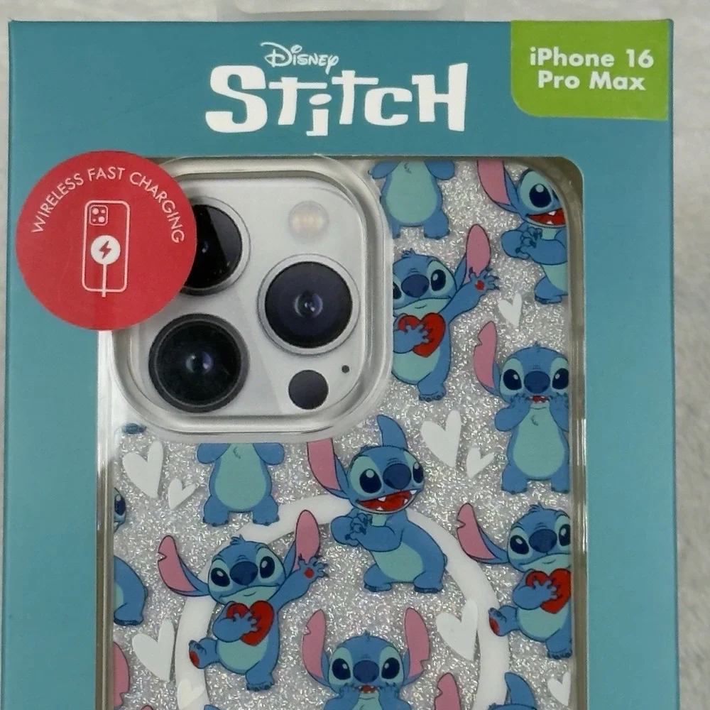 Disney Stitch Hugs Kisses Hearts 'Ohana iPhone 16 Pro Max Case‎ MagSafe New
